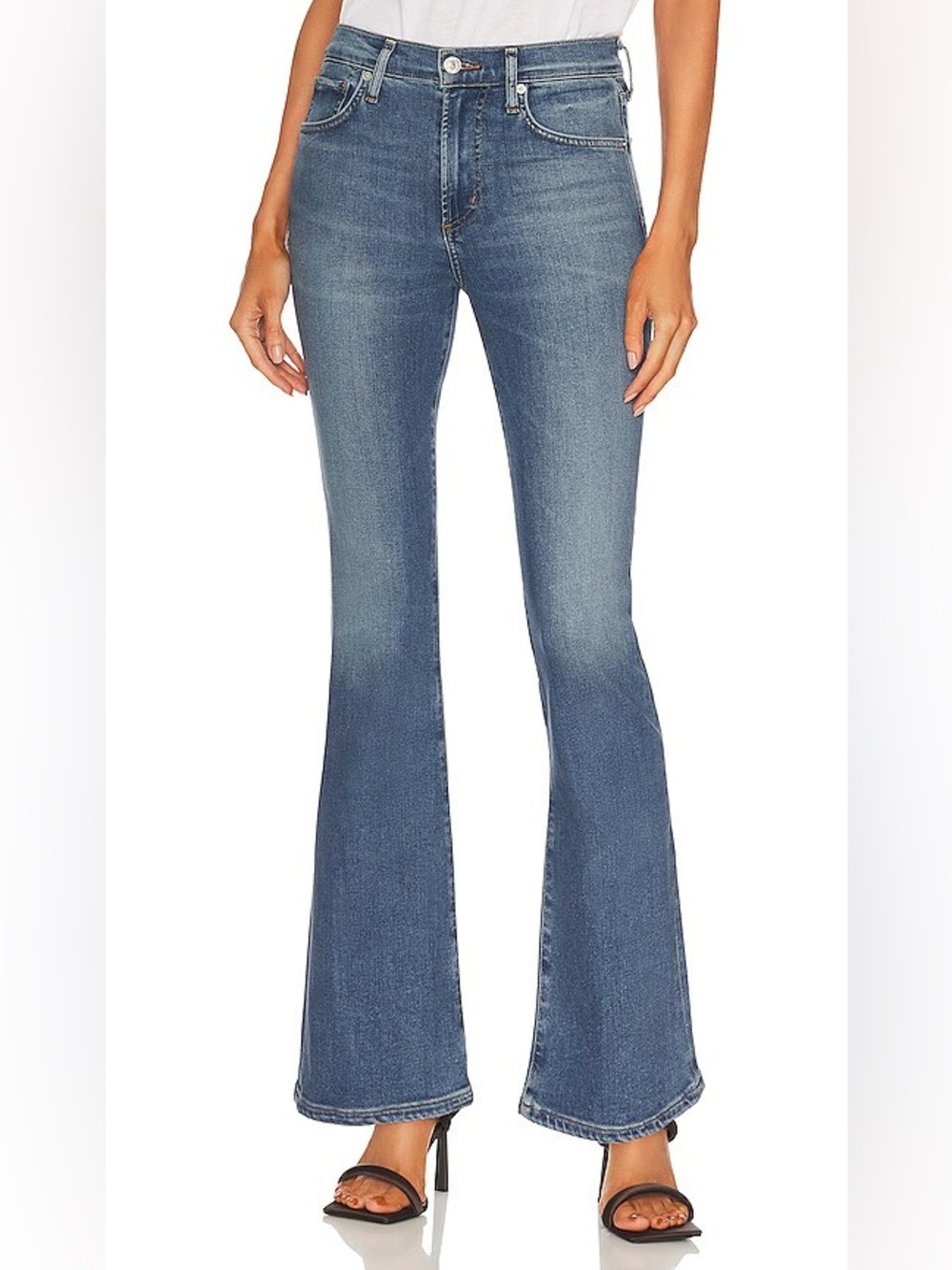 Citizens of Humanity Emannuelle Low Rise Boot in Highball Stretch Denim Wide Leg